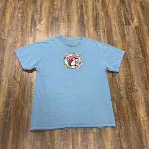 Buc-ees T Shirt Blue Graphic Print Short Sleeve Crew Neck Size Large
